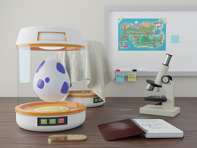 Poke Lab 3d 3d art 3d artist 3d modeling art artwork blender blender 3d concept creative cute egg game art game design graphic design pokemon pokemon art render scene science