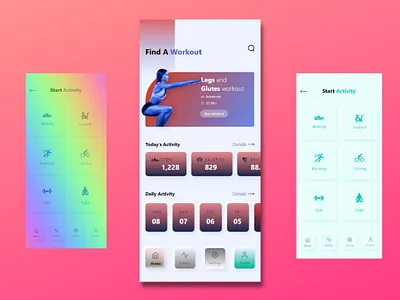 Fitness App UI adobexd app ui app ui design design fitness app fitness app ui flutter ui illustration mobile app design mobile apps ui