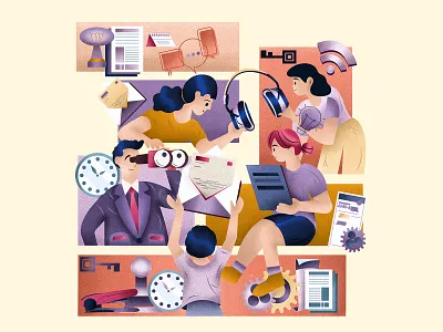 Technology illustration art design illustration minimalistic art minimalistic design palette people shading simpleillustration stippled technology