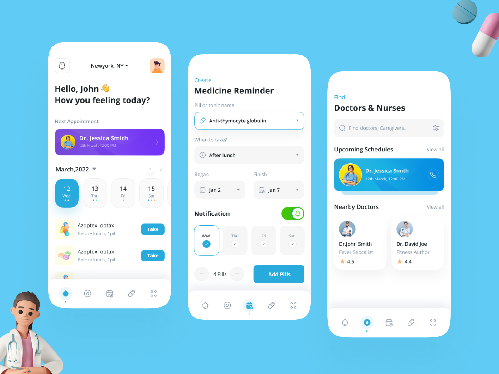 Medicine Reminder App figma health app medical app mobile reminder app ui uidesign
