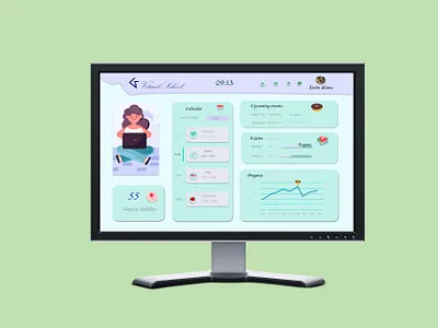 School e-office dashboard design dashboard ui desktop design online education online school uidesign user interface