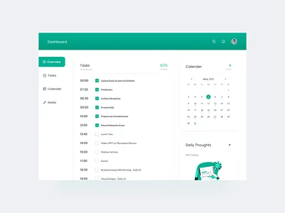 Daily UI - Home Monitoring Dashboard app design calendar dailyui dailyuichallenge dashboard flat mobile notes notes widget overview profile task list task manager tasks typography ui ux webdesign widgets