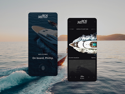Meros. Yacht sharing. App app composition design fancy design map setting typography ui web welcome screen yacht