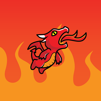 On Fire art branding character design cool cute design dragon fire illustration illustrator logo vector