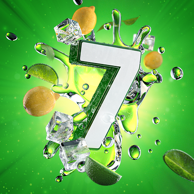 7 is for 7UP 36days 36daysoftype 36daysoftype08 3d 3d art 7up c4d cgi cinema4d illustration nft nftart product product render product rendering redshift redshift3d render soda typogaphy