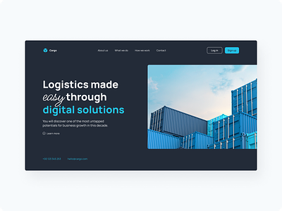 Cargo - landing page concept cargo clean concept design containers design graphic graphic design hero landing page logo ui web webdesign