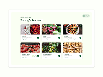 Shop freshly harvested products e commerce fruit groceries order shopping shopping card ui ux vegetables