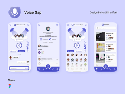 Voice Gap (Like Clubhouse) app appdesign concept design dailyui design ui ui design uidesign uiux ux design voice voice group voice group