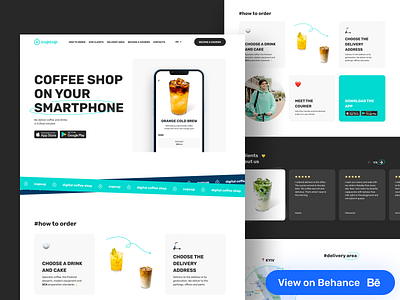 CupCup - Digital Coffee Shop Landing page animation app business clean coffee shop courier delivery delivery app food delivery home page interface landing page restaurant shipping shop ui ux web web design website