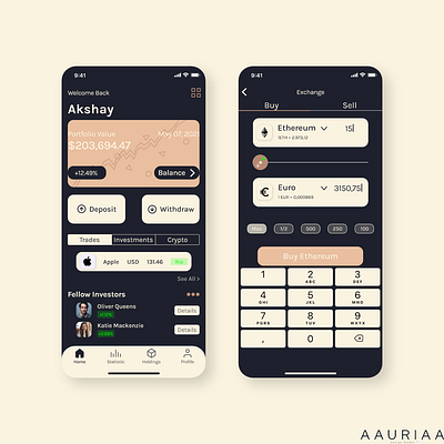 Trading - Finance App - Dark Mode 1 app crypto finance trading ui uidesign uidesigner uiinspiration ux uxdesign uxdesigner uxinspiration