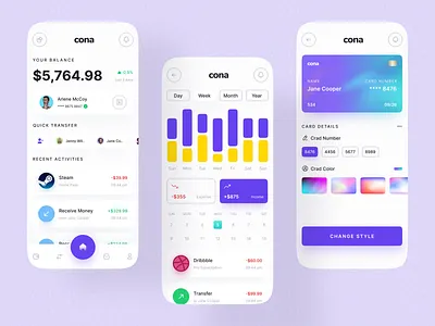 Cona Wallet iOS App 2021 trend app design application banking banking app design financial financial app mobile app mobile app design mobile ui mobile wallet popular design popular shot trending design ui ux wallet wallet ui walletapp