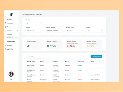 📊 Student Attendance Record / Report dashboad dashboard ui data dataviz edtech education report design reporting reports and data web app web app design web design