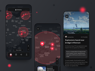 Military Events Map App android app design event interaction interface ios map news poi standwithukraine ui ukraine war