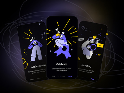 Mobile app 🌟 Intro screens app colors creative design graphic design illustration intro mobile onboarding ui ux