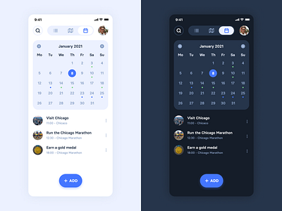 iBucket Calendar app blue branding design flat green icon ios ui ux