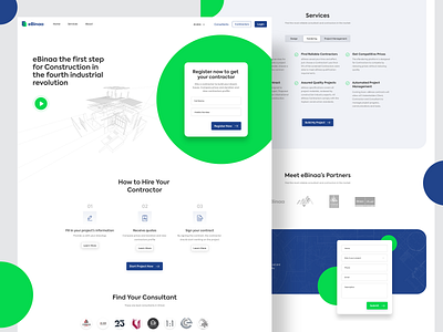 Ebinaa Full Landing page builder clean ui contractor design app graphic design homepage design homepage ui landing page minimal modern design motion design product design ui user experience design user interface design ux visual design web design