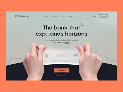 Elaster Bank | Hero section banking website credit card defi finance financial technology fintech fintech website hero section landing page mobile banking neobank neobank website product page visual identity