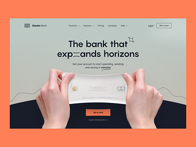 Elaster Bank | Hero section banking website credit card defi finance financial technology fintech fintech website hero section landing page mobile banking neobank neobank website product page visual identity