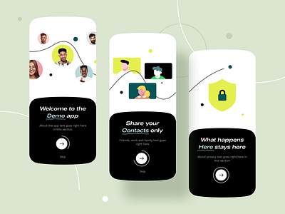 Onboarding for a social app 2 (WIP) app chat design friends group icon illustration ios neel network onboarding people prakhar privacy sharma social social media ui ux walkthrough