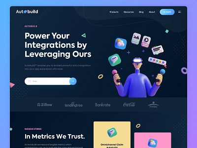 AutoBuild Software Product-Landing Page 3d app branding classic design clean colorful design illustration landing ui ux vector