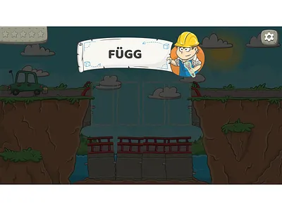 Modal window from Bridge Repairman game cartoon character cartoon game cartoon repairman cartoon style cartoonish game art game design game development game modal game ui game ui design learning app modal modal box modal design modal window repairman ui ui ux ui design