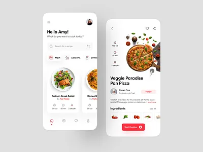 Recipe App app app design app ui app ui ux appui clean cookbook cooking cooking app food food app mobile ui recipe recipe app recipe book recipe card ui uidesign uiux ux