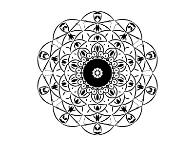 Black outline mandala circle meditation pattern