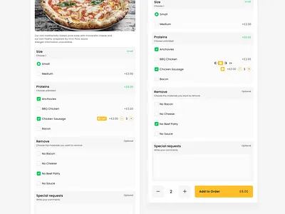 Pizza Side Selection add add new checkout order pizza pizza menu pizza side restaurant selection ui ui ux uiux