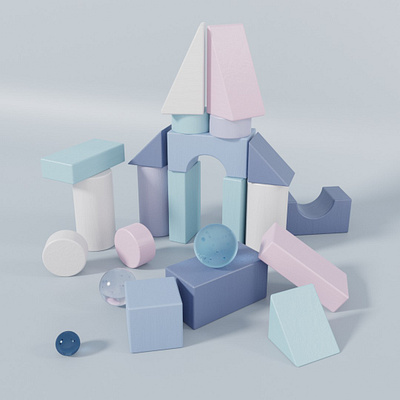 Wooden Blocks 3d 3d art 3d modeling 3d render 3drendering art blender3d blender3dart blendercycles cyclesrender design digital digital art illustration pastel color wooden toys