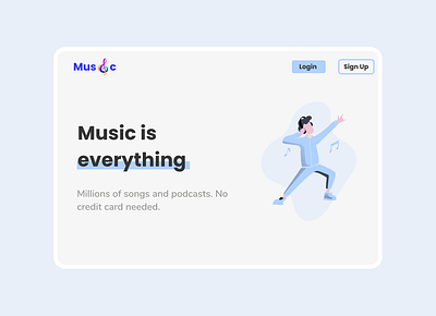 Music Site Landing page minimal modern ui web design