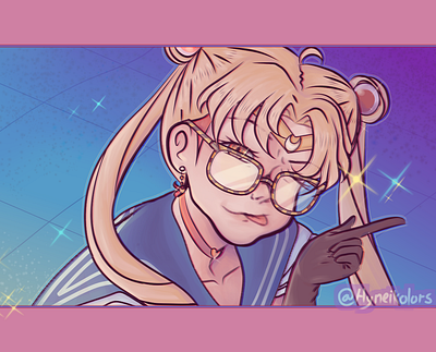 Don't Panic! Sailor Seven is here boy digital art digital illustration fanart illustration sailor moon videogame