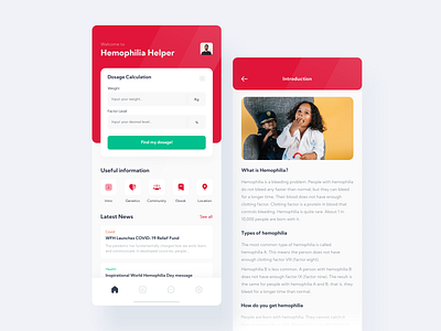 Hemophilia Calculator Helper | Exploration Design android brand calculator clean clean ui flat flat design icon ios ios app iphone manager medical minimal mobile people project typography uiux uiuxdesign