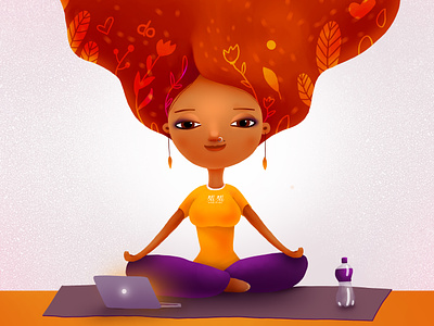 Sri Sri Yoga Online advert cartoon character children girl illustration kids online poster smile woman yoga