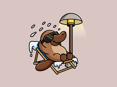Platypus Lounging adorable beach chair cute funny happy heat humor illustration lamp lazy lounging natural gas platypus pool relaxing snow sunbathing weekend winter