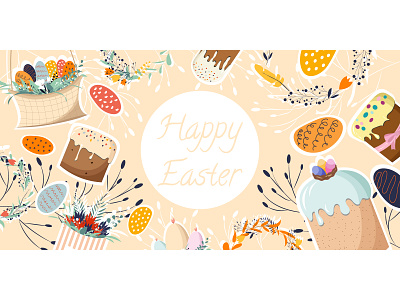 Happy Easter poster and banner adobe illustrator banner cake digital illustration easter egg elements flat design illustration illustrator poster vector vector illustration vector illustrator векторная графика векторная иллюстрация иллюстратор иллюстрация пасха