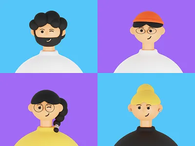 3D portraits 3d blender3d illustration man people person portrait simple smile student students web woman женщина иллюстрация мужчина персонаж портрет