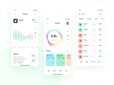 Stock Investment App graph investment app portfolio app stock app stock trend app trading app trend app uidesign visual design