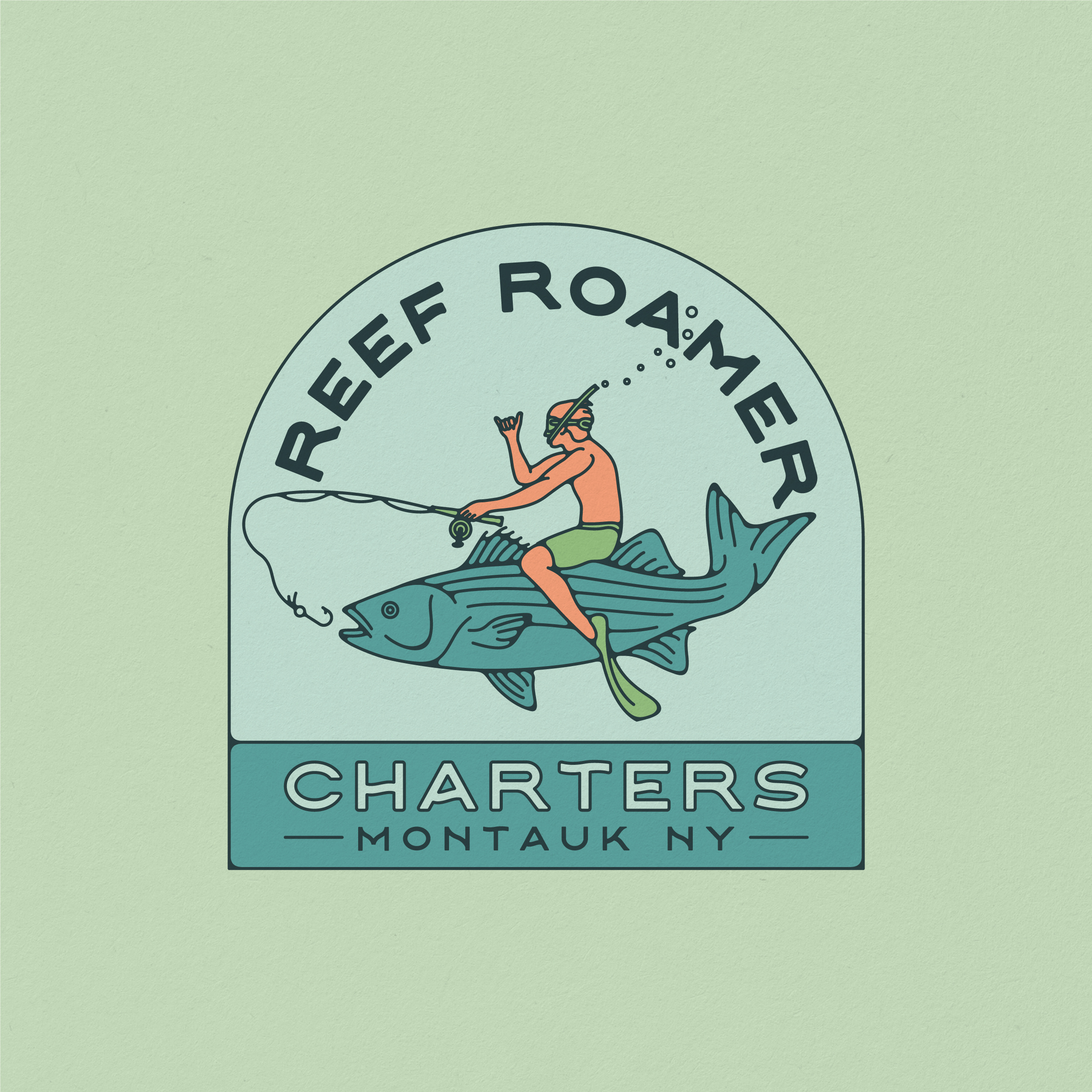 Reef Roamer Charters Branding, 2022 adventure badge boat brand identity branding charter deep sea design fish fishing illustration long island montauk ocean retro