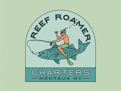 Reef Roamer Charters Branding, 2022 adventure badge boat brand identity branding charter deep sea design fish fishing illustration long island montauk ocean retro