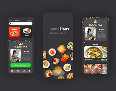 Food Delivery and Learning app - hungerHaus adobe photoshop adobe xd app design app ui delivery app ui food food and drink food app food delivery food delivery app glass effect glassmorphism learning app ui ui ux ui ux design ui design ui ux uidesign uiux