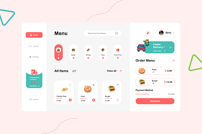 Food Delivery Dashboard clean design flat graphic design icon minimal typography ui web website