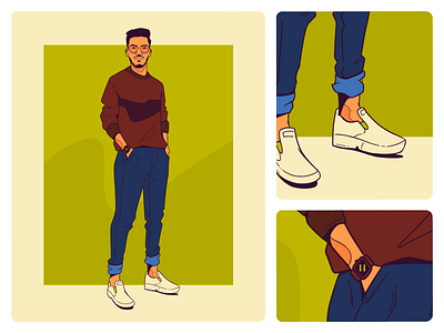 OOTD | Character colourful design fashion flat design illustration man ootd procreate style vector