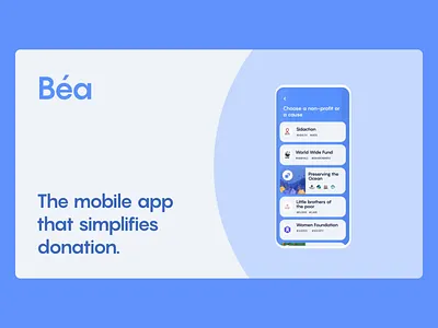 Béa - Cover aftereffects animation app charity donation motion ui web website