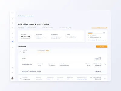 Real Estate Transaction Dashboard accounting bank banking dashboard finance interface real estate saas ui user experience user interface ux