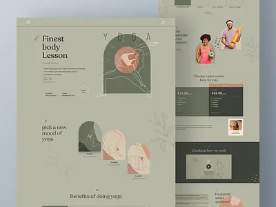 yoga landing page ui creative design dashboard fitess google dribbble trending shot health tech illustration landing page mobile app nocode web builder product startup template trainer typography ui ux web design website wellness yoga