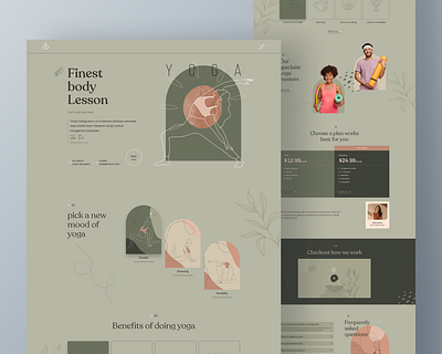 yoga landing page ui creative design dashboard fitess google dribbble trending shot health tech illustration landing page mobile app nocode web builder product startup template trainer typography ui ux web design website wellness yoga