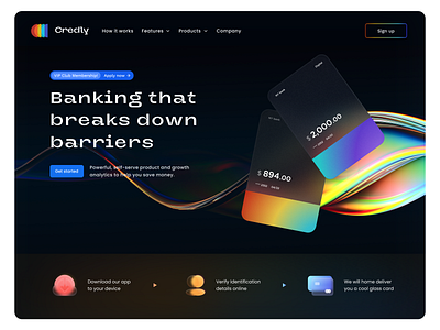 Credly - FinTech hero app banking banking webapge credit card finance finance homepage finance webpage financial fintech fintech homepage fintech landing fintech web fintech website home page landing landing page online payment ui web design website