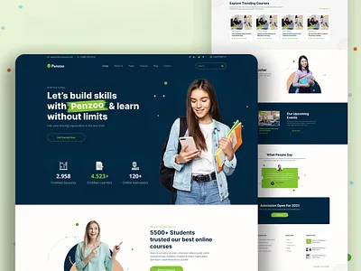 Online course landing page adobe xd concept course design figma illustration landing page landing page design online