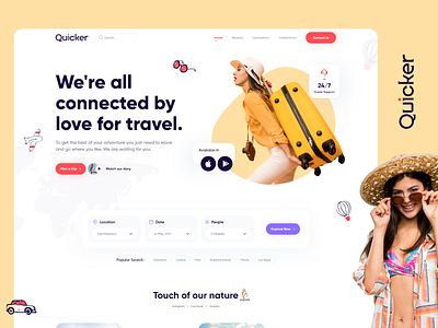 Travel website adobe xd concept design figma illustration redesign