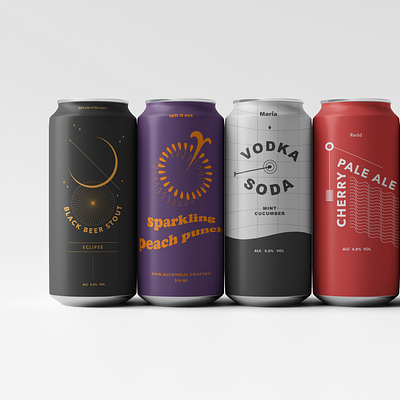 Mamamoo Drinks Set alcohol packaging beer beer can branding design logo minimalist mockup packaging